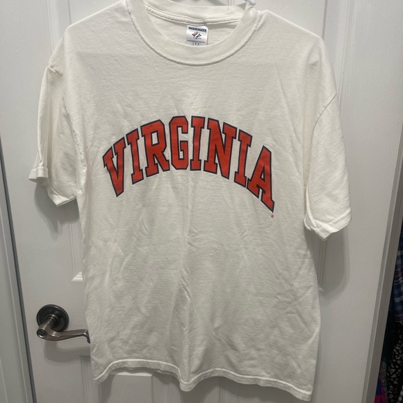 Jerzees Cream Tee with Bold Orange Virginia Design - Picture 6 of 13